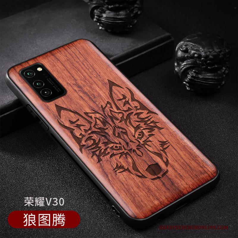 Honor View30 Hout Vintage Chinese Stijl Hoesje Telefoon Patroon Scheppend Wind