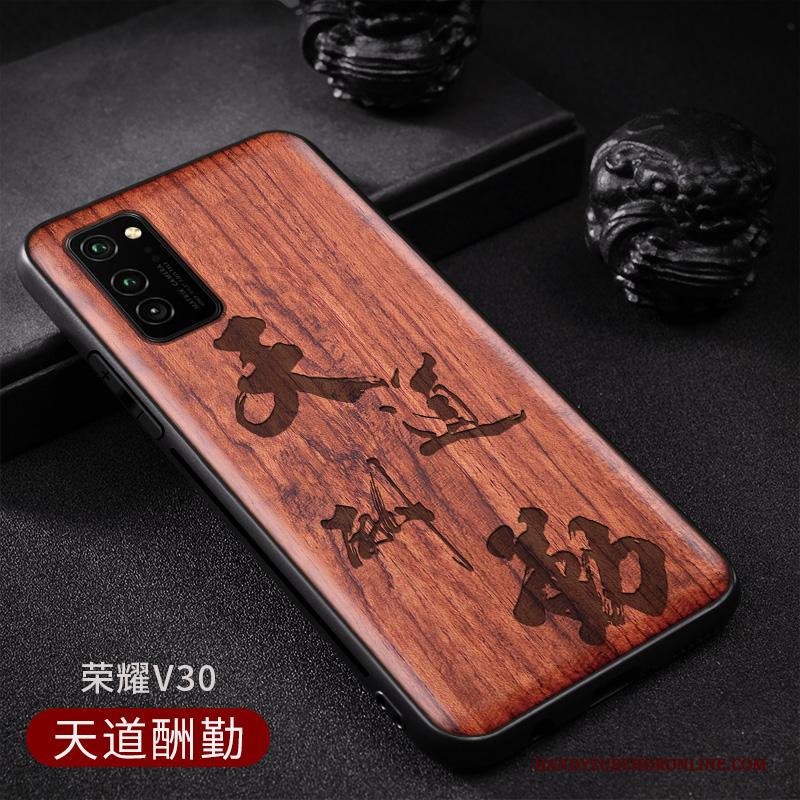 Honor View30 Hout Vintage Chinese Stijl Hoesje Telefoon Patroon Scheppend Wind