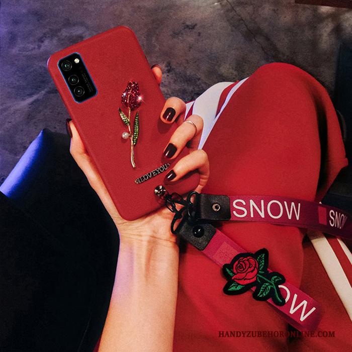 Honor View30 Pro Bescherming Bloemen Hoesje Telefoon Rood Roze Trend Siliconen