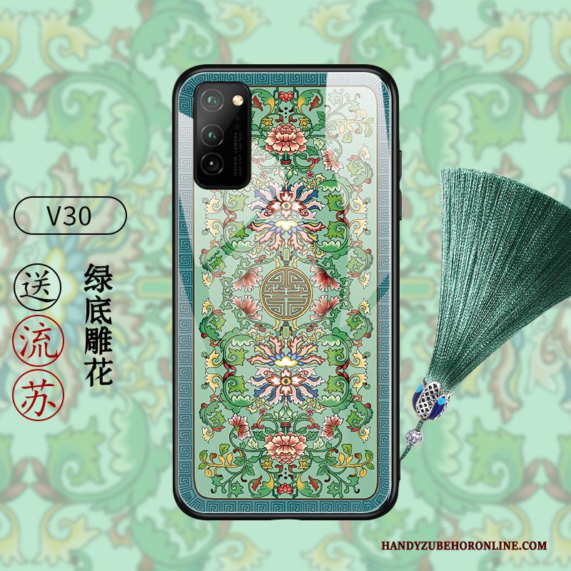 Honor View30 Rood Hoesje Telefoon Vintage Trend Bescherming Chinese Stijl Klassiek