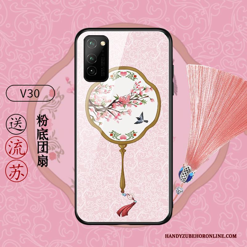 Honor View30 Rood Hoesje Telefoon Vintage Trend Bescherming Chinese Stijl Klassiek