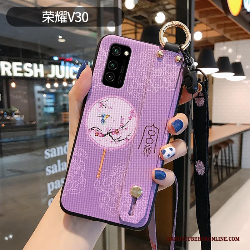 Honor View30 Zacht Wind Reliëf Roze Chinese Stijl Hoesje Telefoon Schrobben