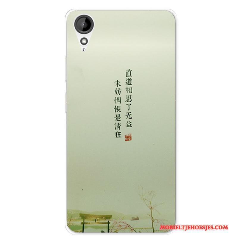 Htc Desire 825 Chinese Stijl Bescherming Anti-fall Doorzichtig Zacht Groen Hoesje Telefoon