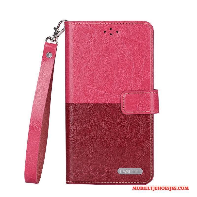 Htc One A9 Hoesje Telefoon Verbinding Donkerblauw Siliconen Clamshell Mobiele Telefoon Echt Leer