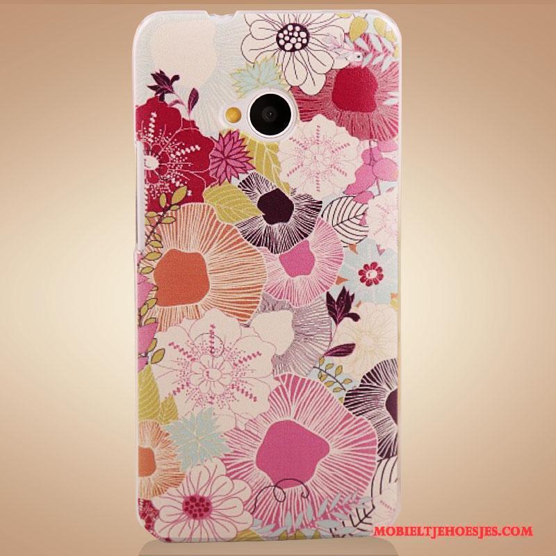 Htc One M7 Accessoires Hoesje Telefoon Bloemen Geschilderd Bescherming Purper