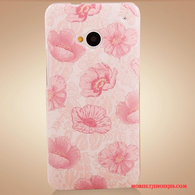 Htc One M7 Accessoires Hoesje Telefoon Bloemen Geschilderd Bescherming Purper