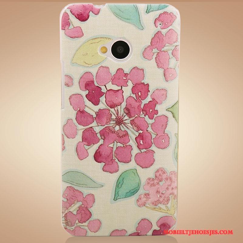 Htc One M7 Accessoires Hoesje Telefoon Bloemen Geschilderd Bescherming Purper