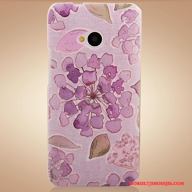 Htc One M7 Accessoires Hoesje Telefoon Bloemen Geschilderd Bescherming Purper