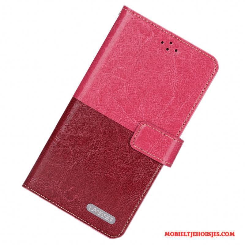 Htc One M7 Hoesje Eenvoudige Mobiele Telefoon Hoes Bescherming Siliconen Rood Leren Etui