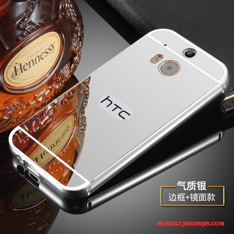 Htc One M8 Hoes Omlijsting Hoesje Telefoon Zwart Metaal Mobiele Telefoon