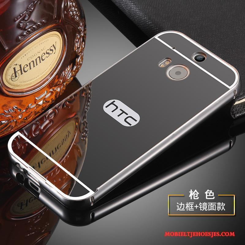Htc One M8 Hoes Omlijsting Hoesje Telefoon Zwart Metaal Mobiele Telefoon
