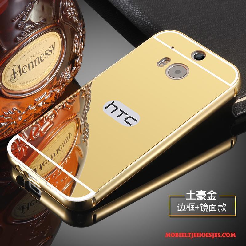 Htc One M8 Hoes Omlijsting Hoesje Telefoon Zwart Metaal Mobiele Telefoon