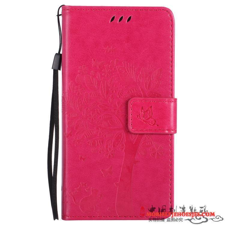 Htc One M8 Hoesje Folio Rood Bescherming Hoes Trend Portemonnee Leren Etui