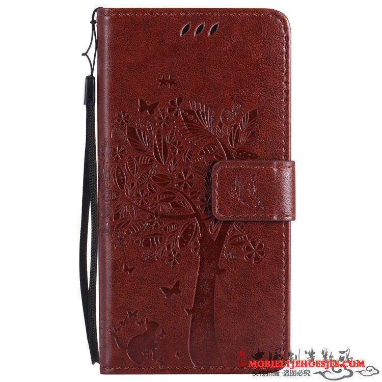 Htc One M8 Hoesje Folio Rood Bescherming Hoes Trend Portemonnee Leren Etui