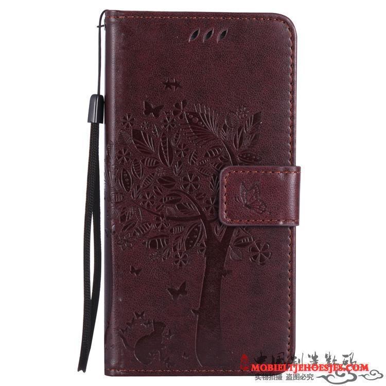 Htc One M8 Hoesje Folio Rood Bescherming Hoes Trend Portemonnee Leren Etui