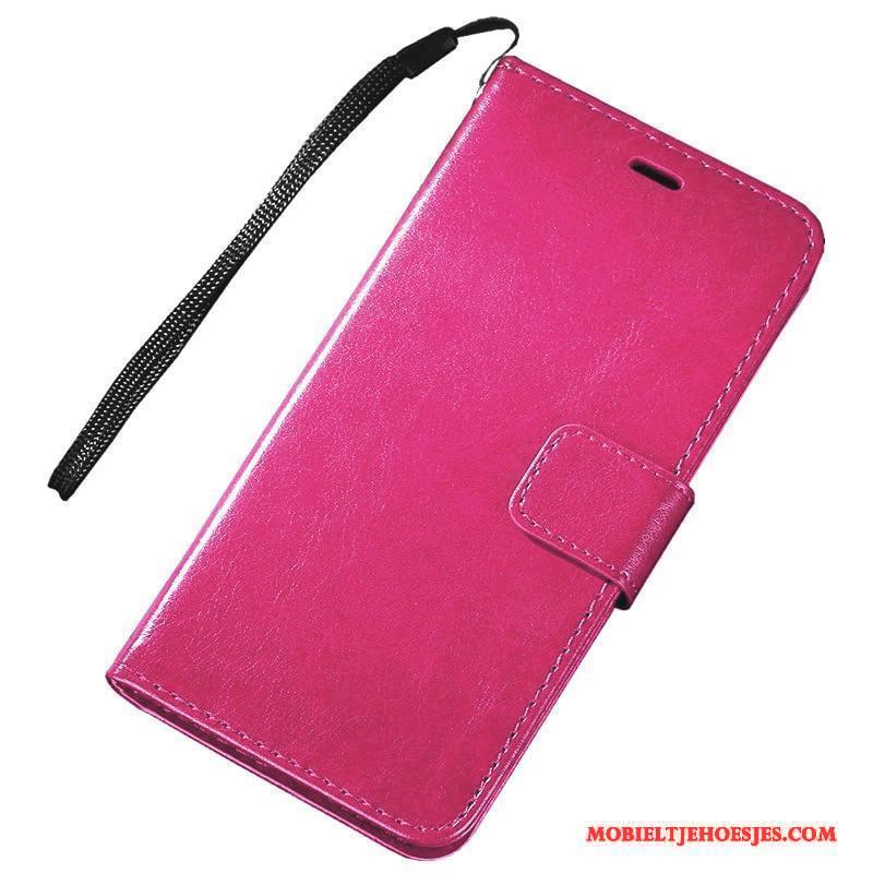 Htc U Play Bescherming Hoesje Telefoon Leren Etui Folio Anti-fall Rood Portemonnee