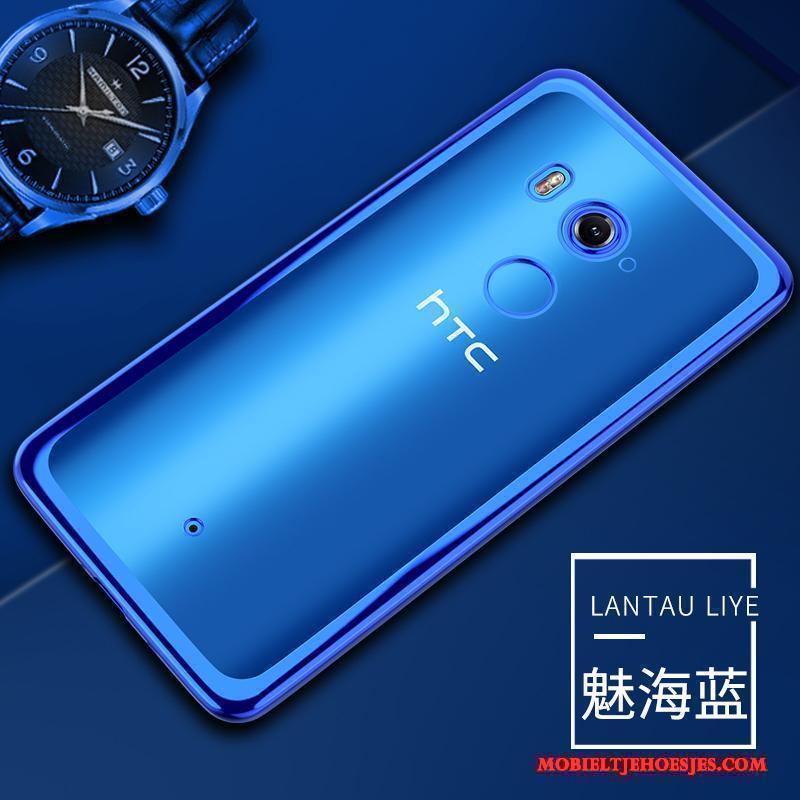 Htc U11+ Bescherming Hoesje Zacht Anti-fall Telefoon Blauw Doorzichtig