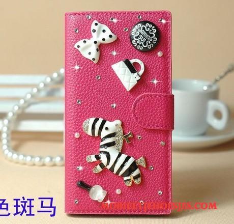 Huawei Ascend G6 Hoesje Met Strass Rood Bescherming Telefoon Tas Leren Etui