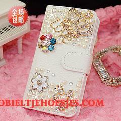 Huawei Ascend G6 Hoesje Met Strass Rood Bescherming Telefoon Tas Leren Etui