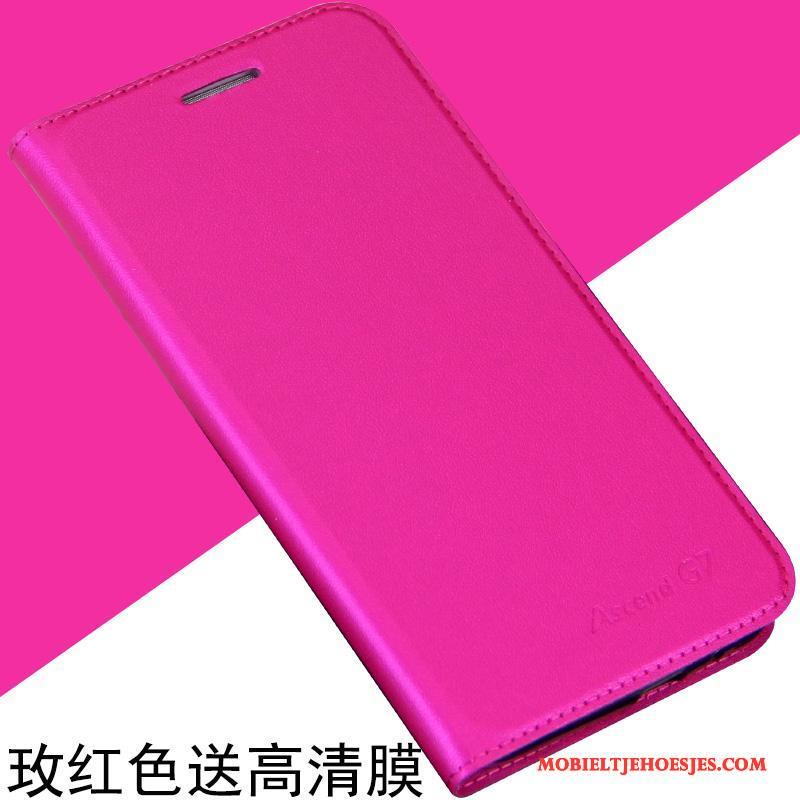 Huawei Ascend G7 Anti-fall Hoes Mobiele Telefoon Hoesje Telefoon Leren Etui Folio Roze