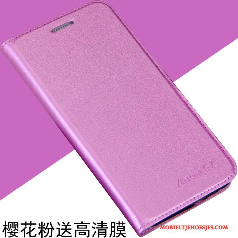 Huawei Ascend G7 Anti-fall Hoes Mobiele Telefoon Hoesje Telefoon Leren Etui Folio Roze