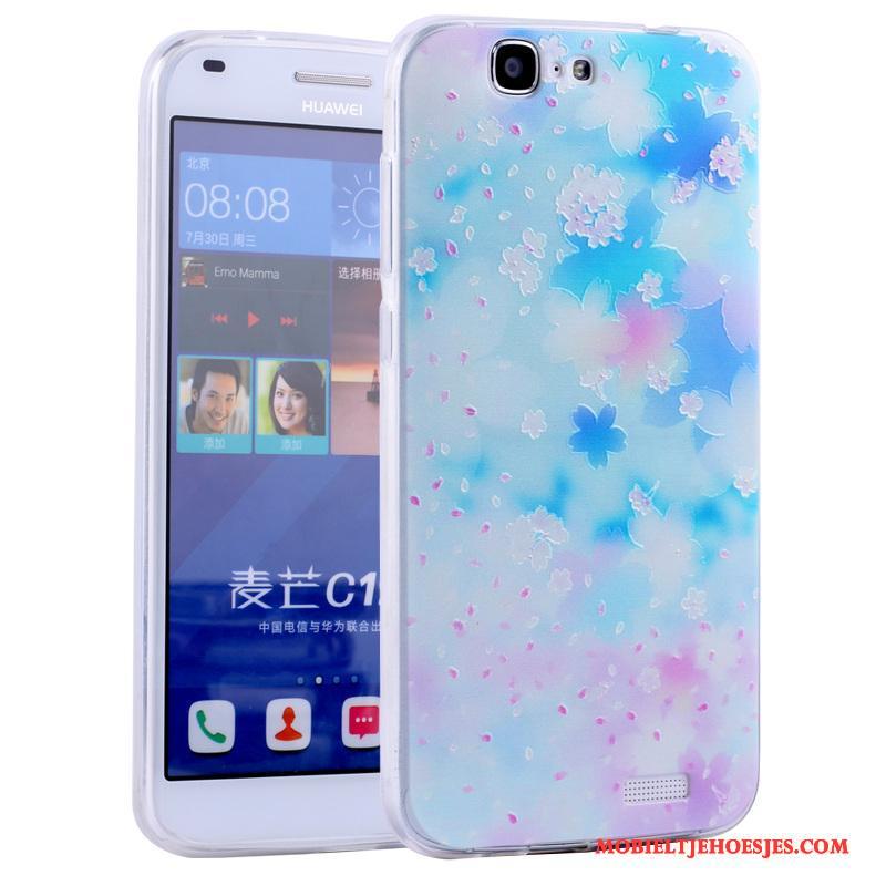 Huawei Ascend G7 Anti-fall Zacht All Inclusive Roze Hoesje Telefoon Spotprent Siliconen