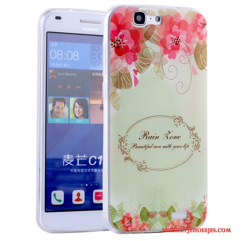 Huawei Ascend G7 Anti-fall Zacht All Inclusive Roze Hoesje Telefoon Spotprent Siliconen