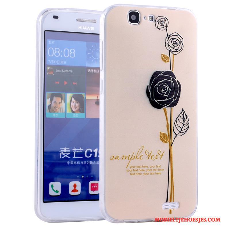 Huawei Ascend G7 Anti-fall Zacht All Inclusive Roze Hoesje Telefoon Spotprent Siliconen