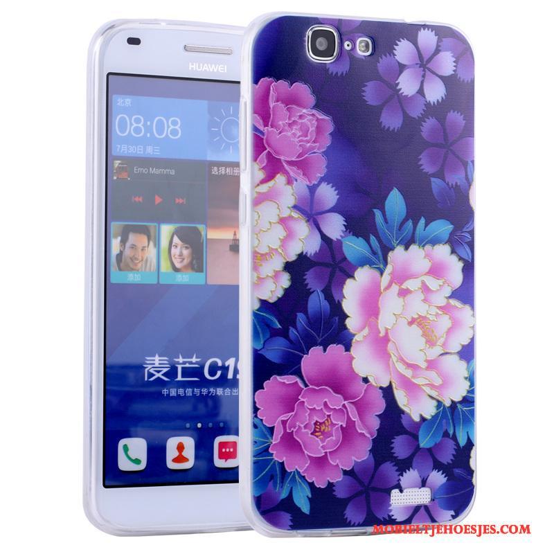 Huawei Ascend G7 Anti-fall Zacht All Inclusive Roze Hoesje Telefoon Spotprent Siliconen