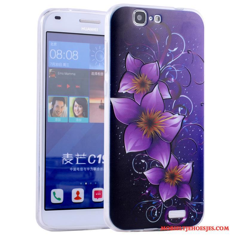 Huawei Ascend G7 Anti-fall Zacht All Inclusive Roze Hoesje Telefoon Spotprent Siliconen