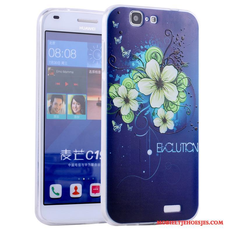 Huawei Ascend G7 Anti-fall Zacht All Inclusive Roze Hoesje Telefoon Spotprent Siliconen