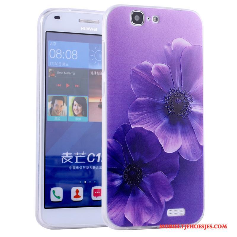 Huawei Ascend G7 Anti-fall Zacht All Inclusive Roze Hoesje Telefoon Spotprent Siliconen