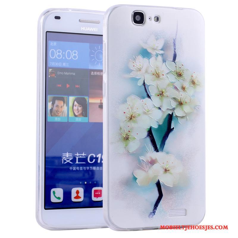 Huawei Ascend G7 Anti-fall Zacht All Inclusive Roze Hoesje Telefoon Spotprent Siliconen