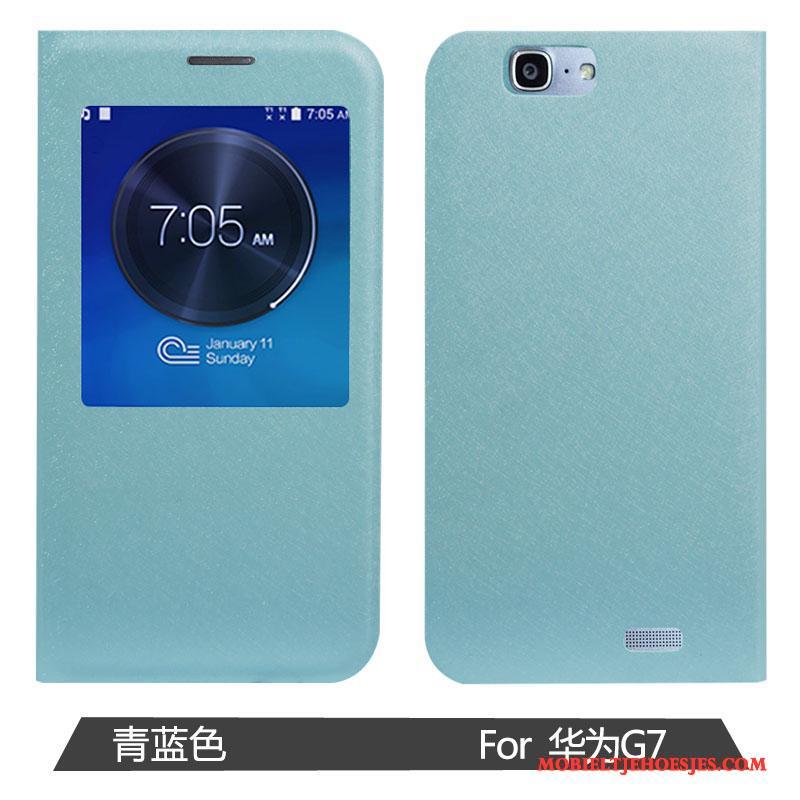 Huawei Ascend G7 Clamshell Dun Mobiele Telefoon Hoes Bescherming Zwart Hoesje Telefoon