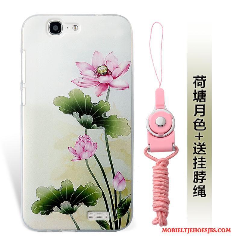 Huawei Ascend G7 Hanger Zacht Siliconen Groen Bescherming Hoesje Telefoon Anti-fall