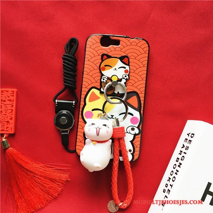 Huawei Ascend G7 Hoes Siliconen Rijkdom Hanger Hoesje Telefoon Trend Rood