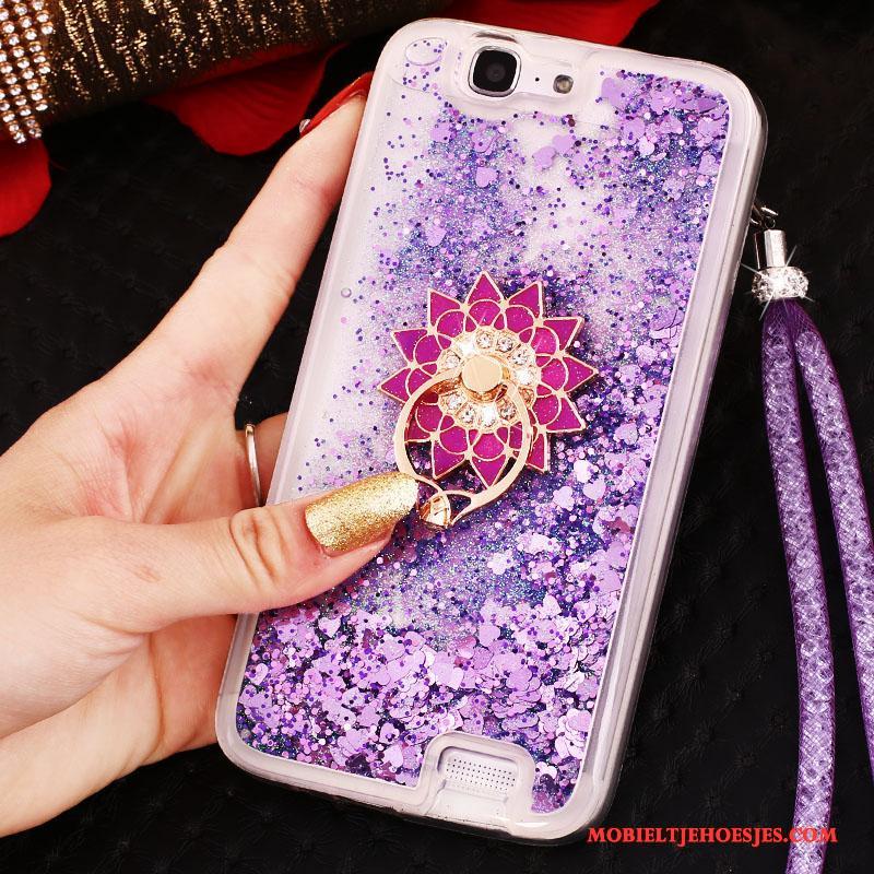 Huawei Ascend G7 Hoesje Hoes Blauw Drijfzand Dun Trend Ring Met Strass