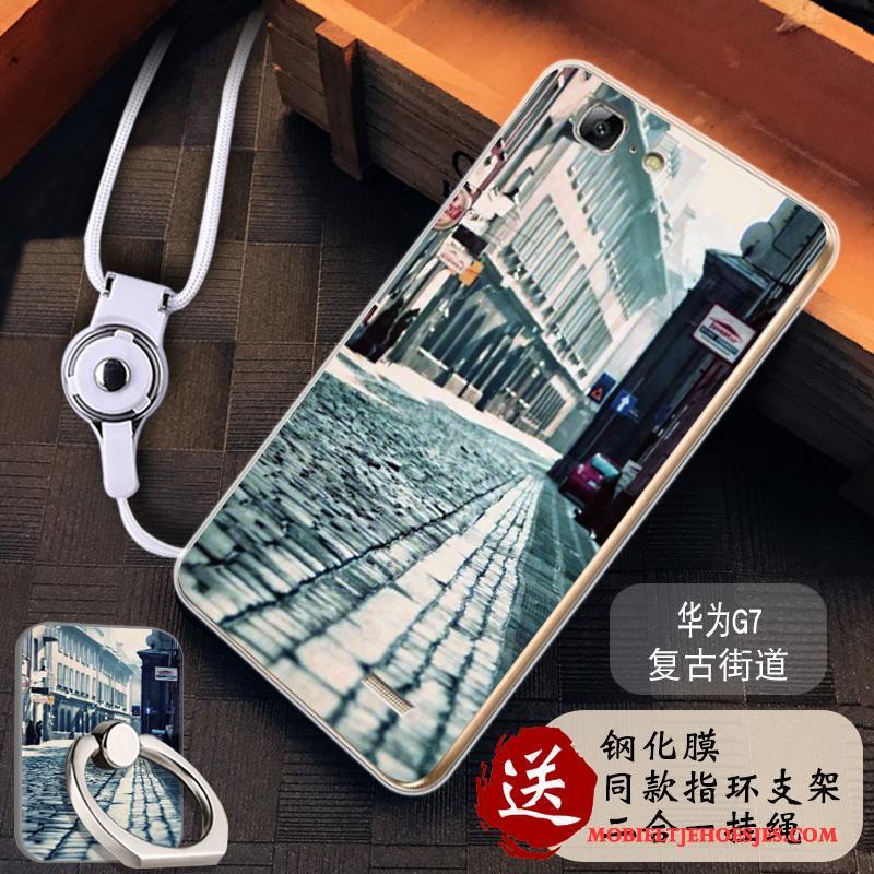 Huawei Ascend G7 Hoesje Telefoon Bescherming Zacht All Inclusive Siliconen Purper Anti-fall