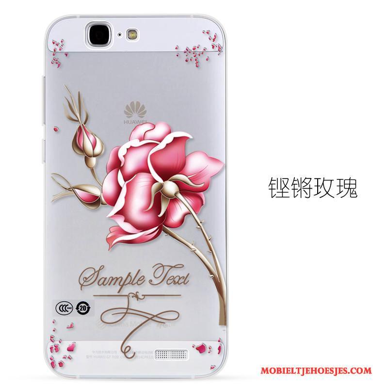 Huawei Ascend G7 Mobiele Telefoon Reliëf Siliconen Hoesje Telefoon Bescherming Zacht Roze