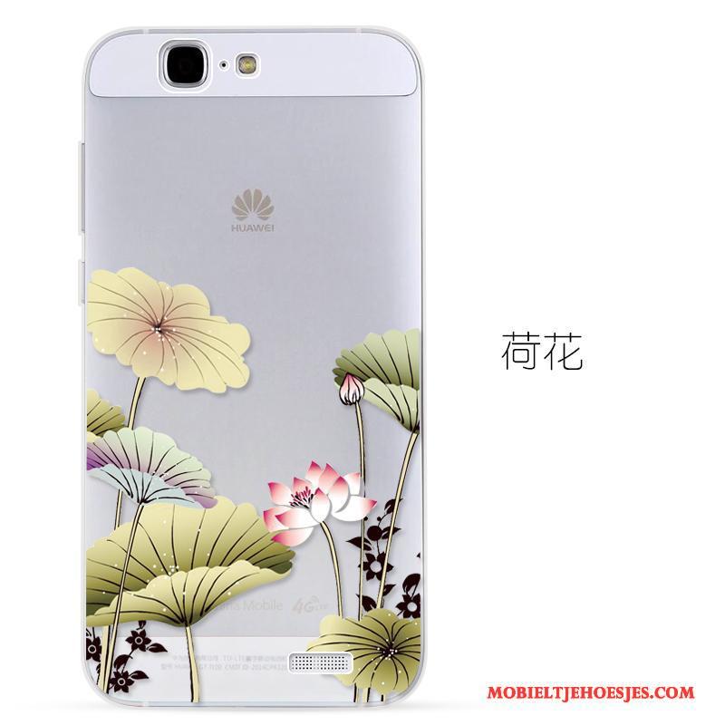 Huawei Ascend G7 Mobiele Telefoon Reliëf Siliconen Hoesje Telefoon Bescherming Zacht Roze