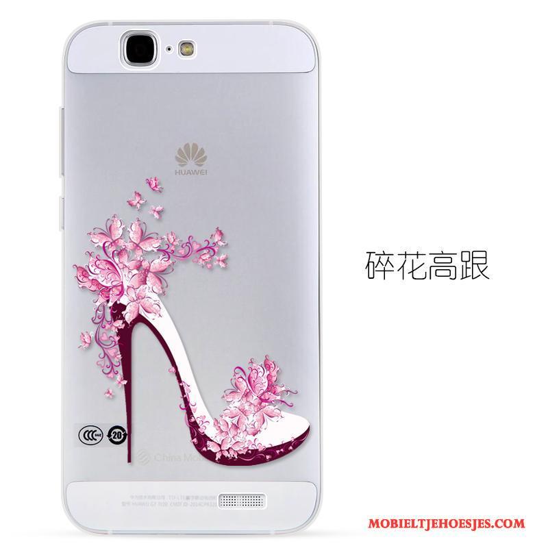Huawei Ascend G7 Mobiele Telefoon Reliëf Siliconen Hoesje Telefoon Bescherming Zacht Roze