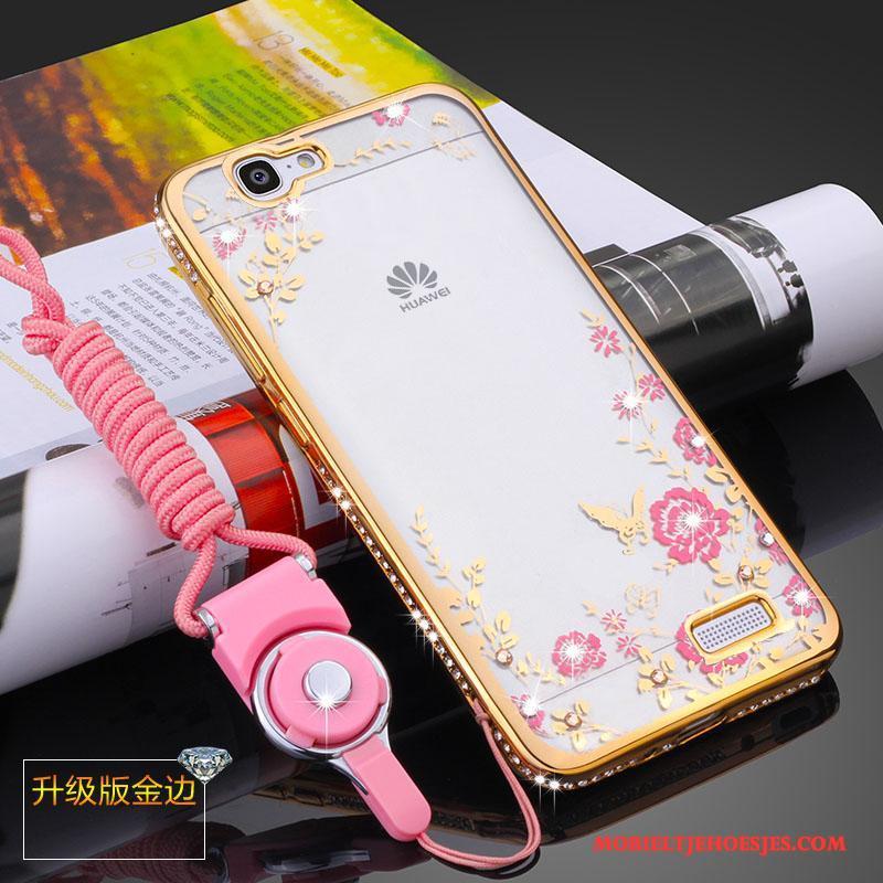 Huawei Ascend G7 Siliconen Zacht Roze Hoesje Hanger Anti-fall Telefoon