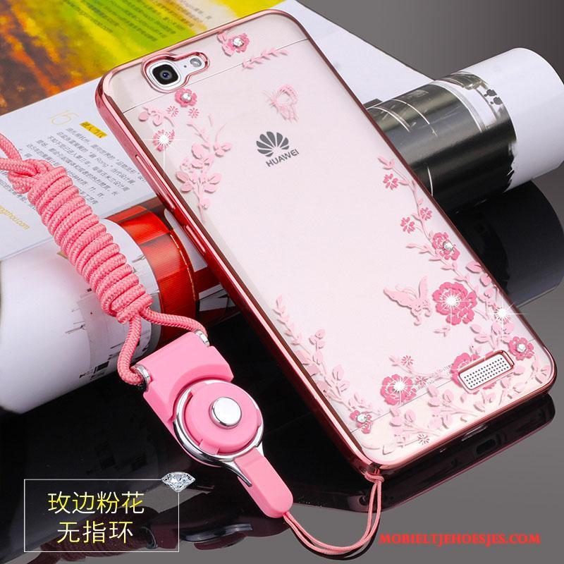 Huawei Ascend G7 Siliconen Zacht Roze Hoesje Hanger Anti-fall Telefoon