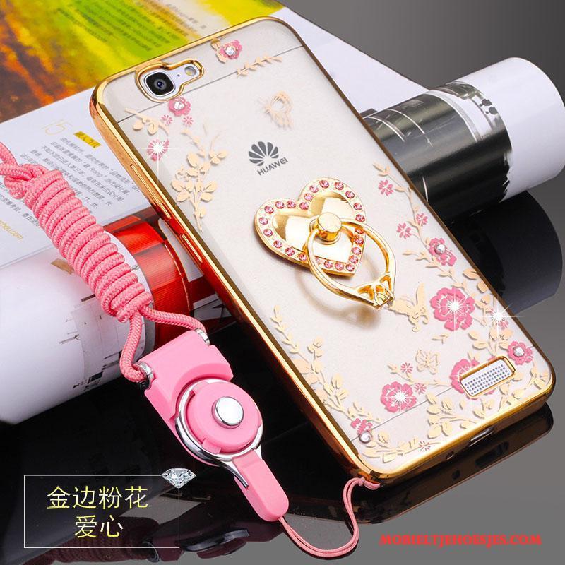 Huawei Ascend G7 Siliconen Zacht Roze Hoesje Hanger Anti-fall Telefoon