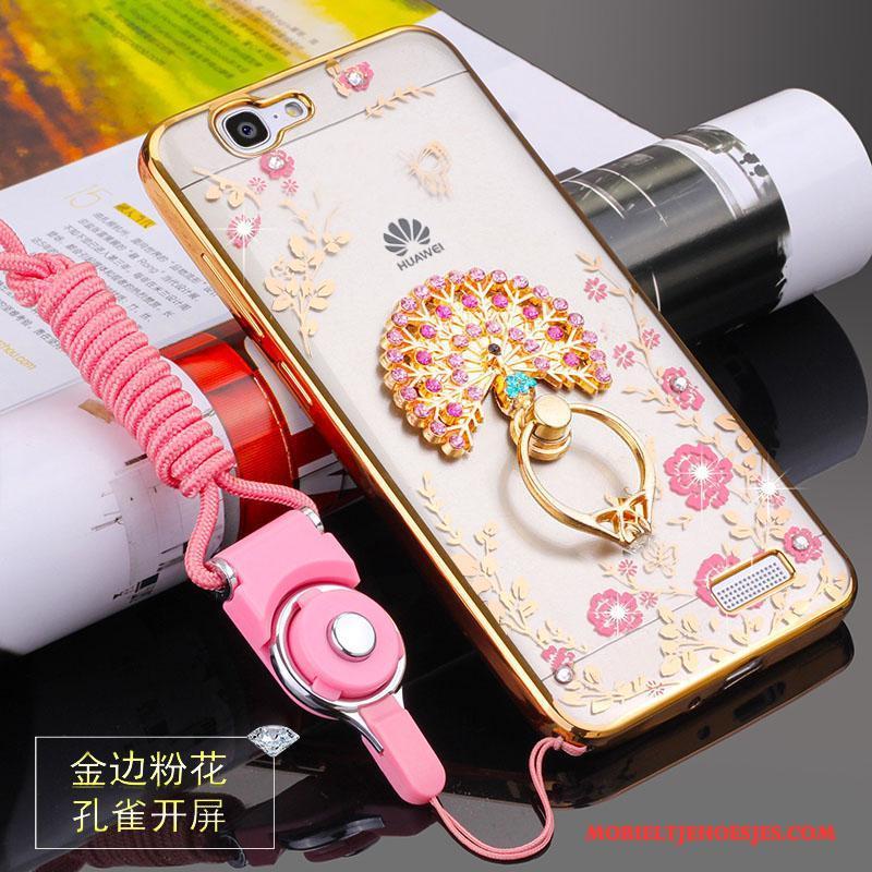 Huawei Ascend G7 Siliconen Zacht Roze Hoesje Hanger Anti-fall Telefoon