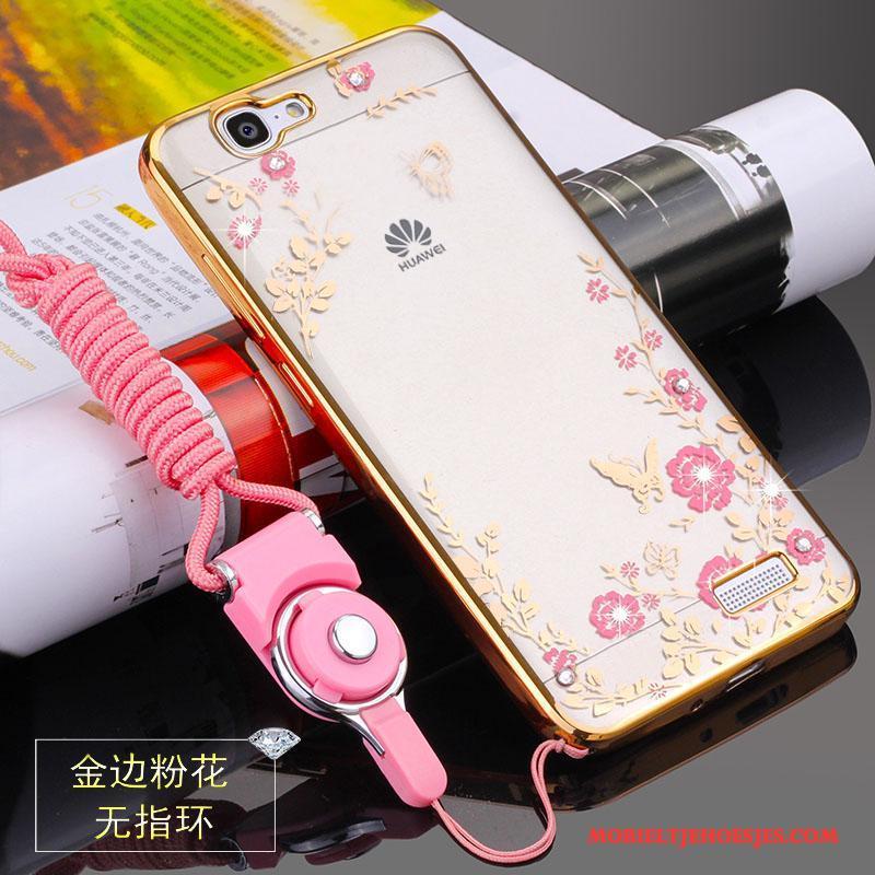 Huawei Ascend G7 Siliconen Zacht Roze Hoesje Hanger Anti-fall Telefoon