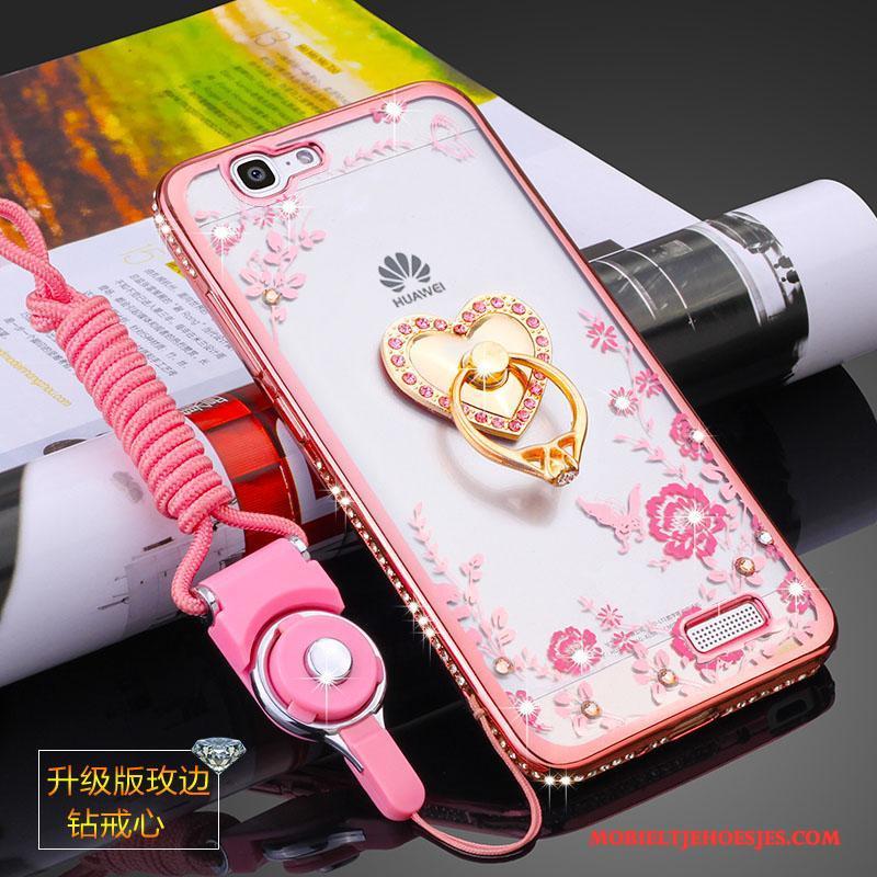 Huawei Ascend G7 Siliconen Zacht Roze Hoesje Hanger Anti-fall Telefoon