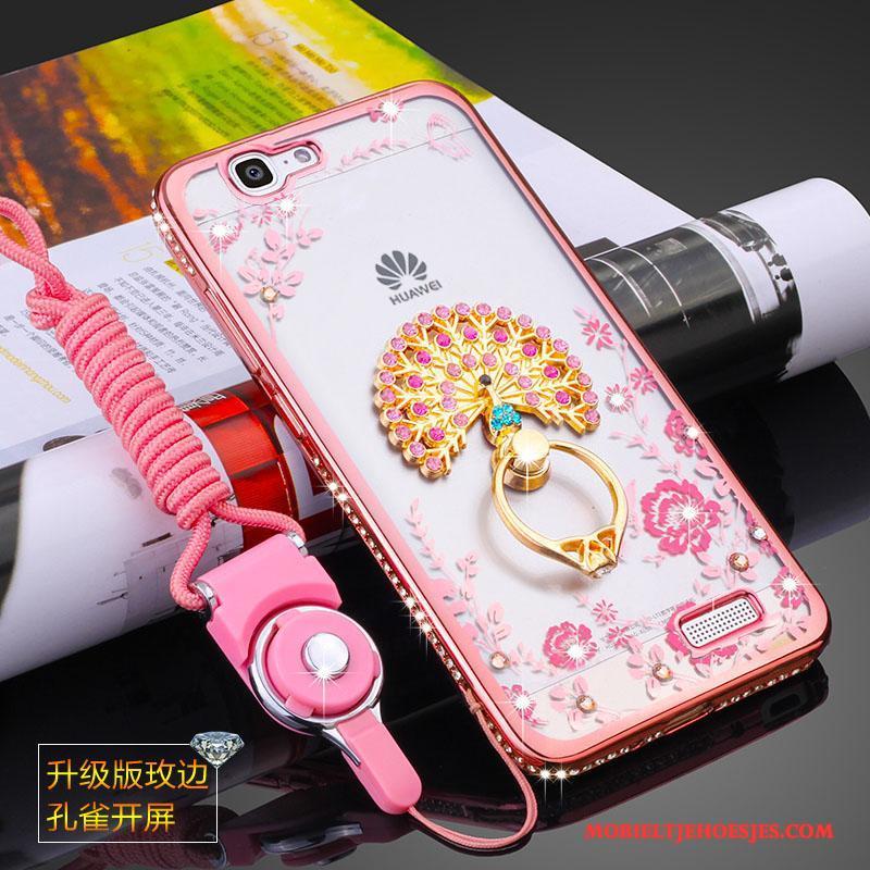 Huawei Ascend G7 Siliconen Zacht Roze Hoesje Hanger Anti-fall Telefoon