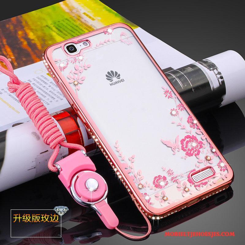 Huawei Ascend G7 Siliconen Zacht Roze Hoesje Hanger Anti-fall Telefoon