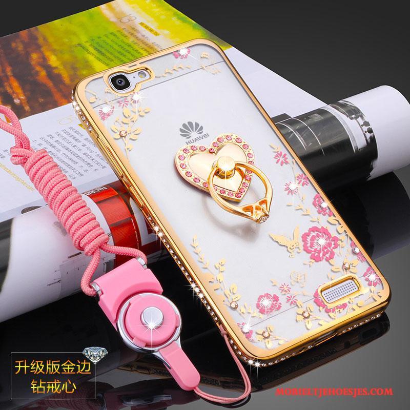 Huawei Ascend G7 Siliconen Zacht Roze Hoesje Hanger Anti-fall Telefoon